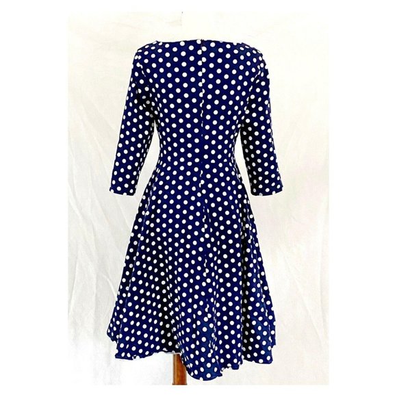 Belle Poque Polka Dot Rockabilly Flare Dress - Picture 5 of 8